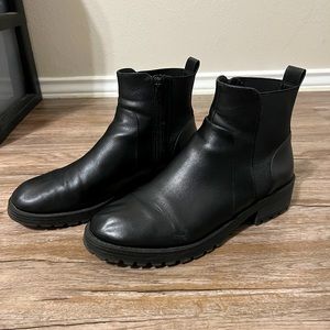 Women’s Black Faux Leather Ankle Boots, 11